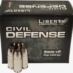 Liberty Civil Defense Ammunition 9mm Luger +P 50 Grain Fragmenting Hollow Point Lead-Free Box of 20