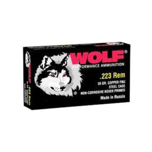 Wolf Performance .223 Remington Ammunition 55 Grain Bi-Metal FMJ Steel Cased 3130 fps - 20 Rounds