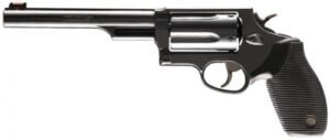 Taurus Judge Tracker Black 410/45 Long Colt Revolver - 5 Rounds, 6.5" Barrel, Polymer Grips, Blue/Black, Night Sights