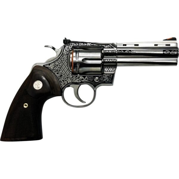 Colt Python "Filigree Frame and Barrel" Handgun .357 4.25" Wood Grips - 6 Rounds, 4.25" Barrel, Wood Grips, Stainless/Silver