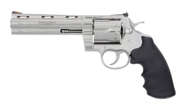 Colt Anaconda 6" 44mag Revolver - 6 Rounds, Rubber Grips, Stainless/Silver