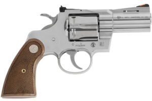 Colt Python .357 Magnum 2.5" Stainless, Walnut Grips, 6 Shot - 6 Rounds, 2.5" Barrel, Wood Grips, Stainless/Silver, Adjustable Sights