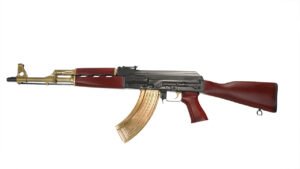 Zastava ZPAPM70 7.62x39, 16.25" Threaded Barrel, Gold Cerakote Parts, Dark Walnut Furniture, Black Rec, 30rd