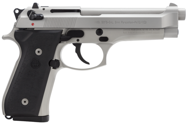 Beretta 92FS 9mm, Inox Finish, 3-Dot Sights, 15rd Mags