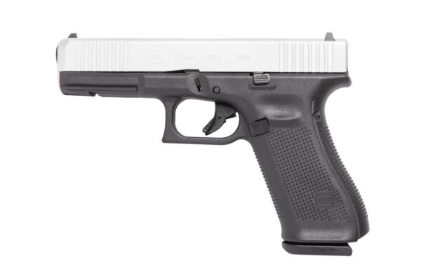 Glock 17 USA Gen5 9mm, 4.49" Barrel, Shimmering Aluminum Slide, Black Grip, 17rd