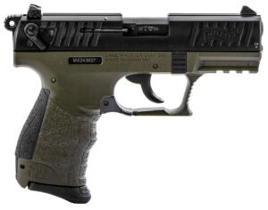 Walther P22 Q 22 LR, 3.42" Threaded Barrel, Olive Drab Green Frame, Black Slide, 10rd