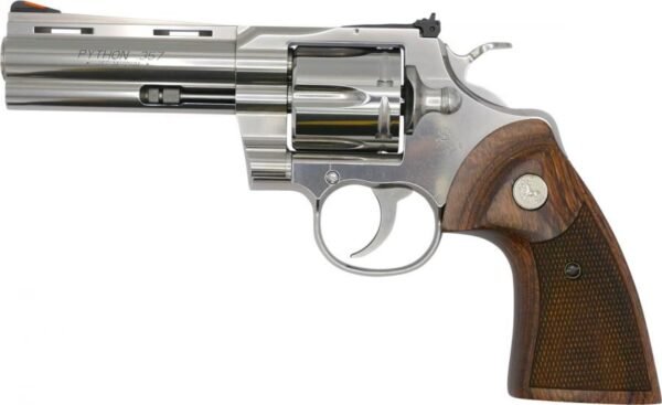 Colt Python .357 Magnum 4.25" Stainless 6 Shot Revolver - 6 Rounds, 4.25" Barrel, Stainless/Silver