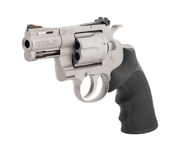 Colt Python 357 Magnum 3" Bead Blast Stainless, Hogue Grips - 6 Rounds, 3" Barrel, Rubber Grips, Stainless/Silver