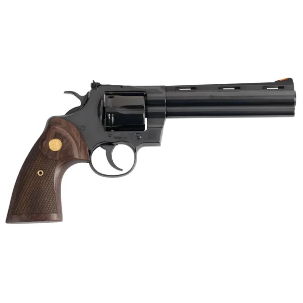 Colt Python .357 Magnum Revolver - 6 Rounds, 6" Barrel, Wood Grips, Blue/Black, Adjustable Sights