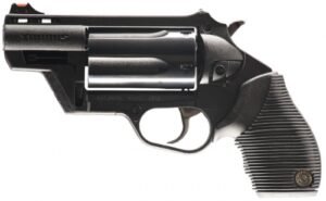 Taurus Judge Public Defender Black/Black Ribber Grip 410/45 Long Colt Revolver - 5 Rounds, 2" Barrel, Rubber Grips, Blue/Black, Night Sights